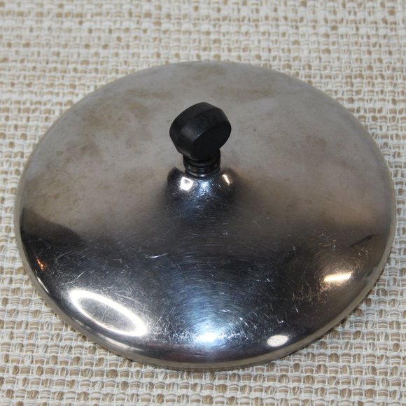 VINTAGE FARBERWARE 7.25" REPLACEMENT LID ONLY STAINLESS BLACK KNOB - Picture 5 of 14